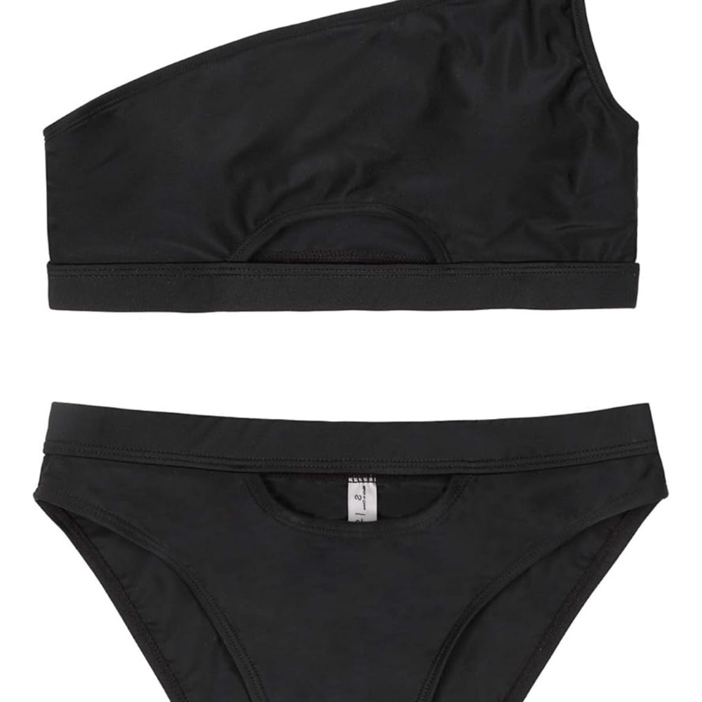 Black One-Shoulder Bikini Swim Set